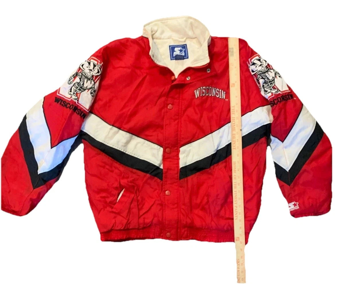 Starter Y2K Vintage Wisconsin Badgers Full Zip Football Players Jacket Rare XL