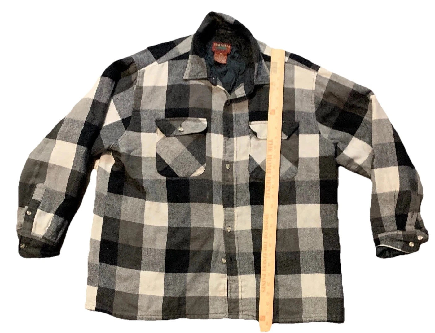 High Sierra Mens Black White Checkered Quilted Wool Blend Shacket Jacket Size XL