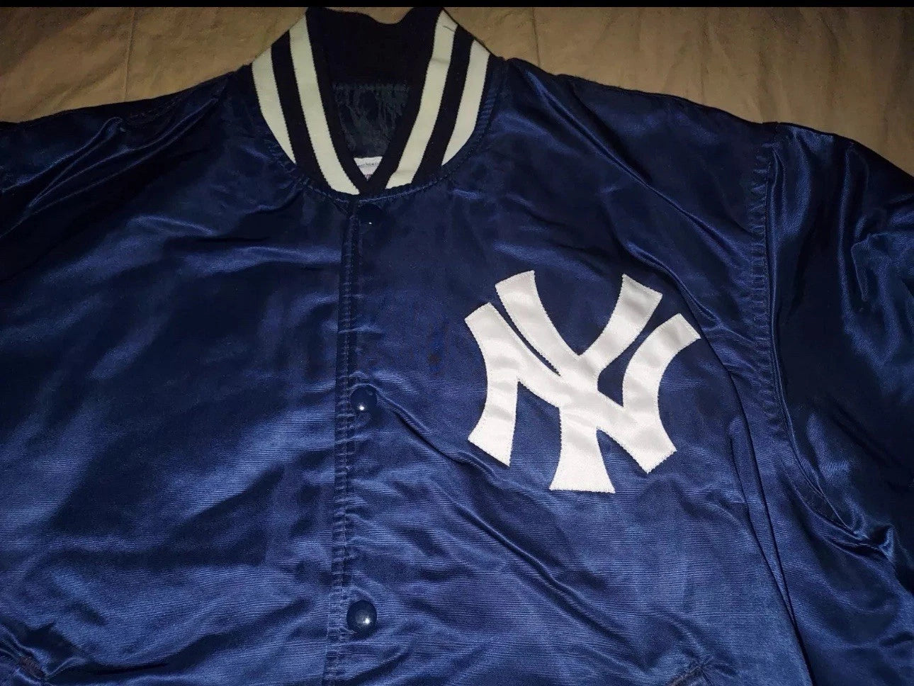 VTG NEW YORK YANKEES STARTER DIAMOND COLLECTION SATIN BOMBER JACKET M 80s 90s