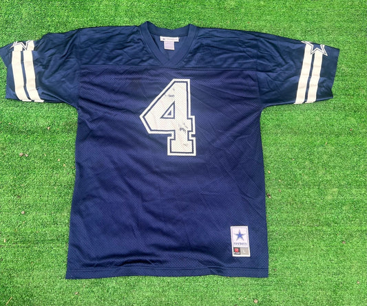NFL Players Mens Blue Dak Prescott #4 Dallas Cowboys Authentic Jersey Size Large