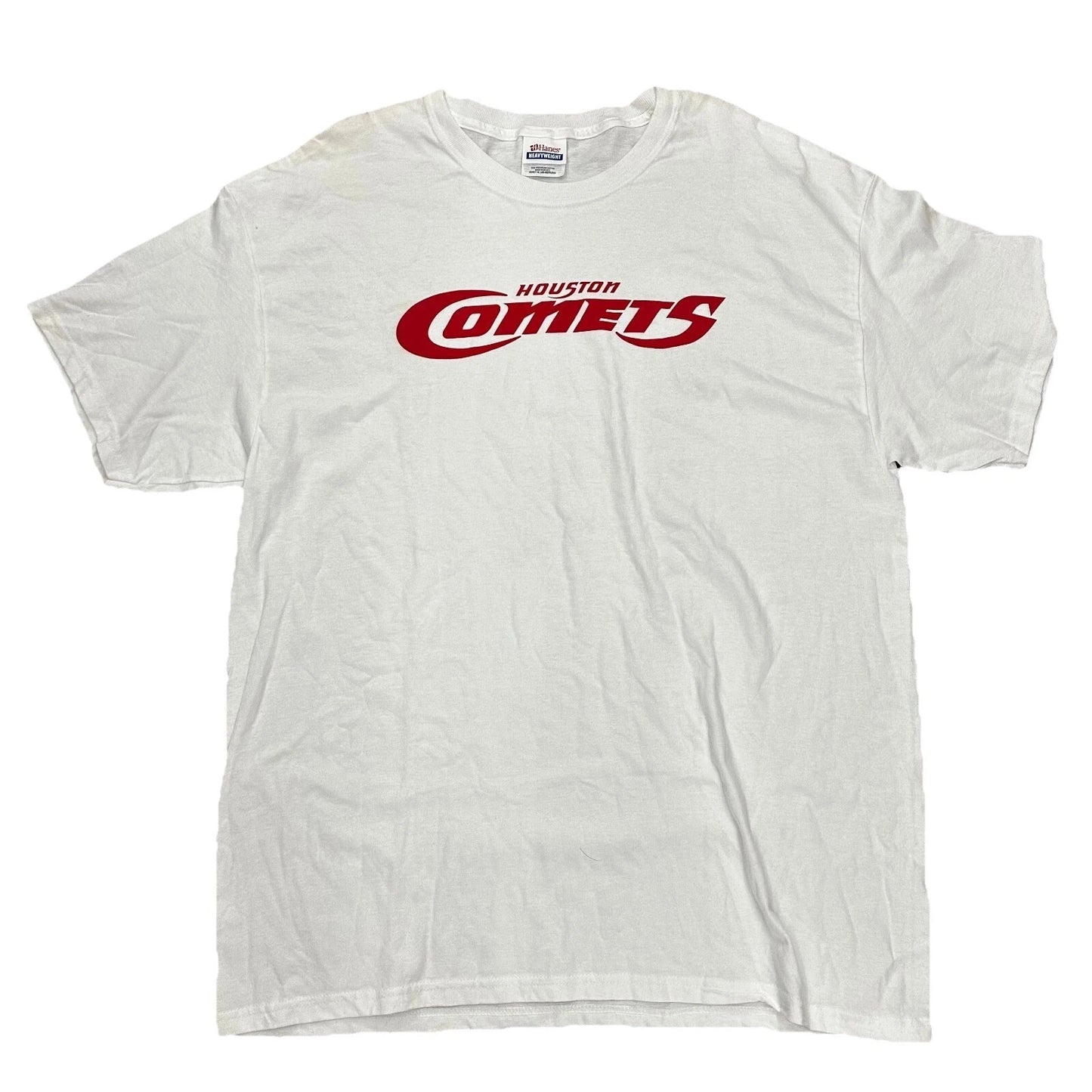 Vintage Hanes Heavy Weight Houston Comets White Red Short Sleeve T-Shirt Size XL