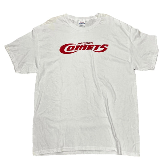 Vintage Hanes Heavy Weight Houston Comets White Red Short Sleeve T-Shirt Size XL