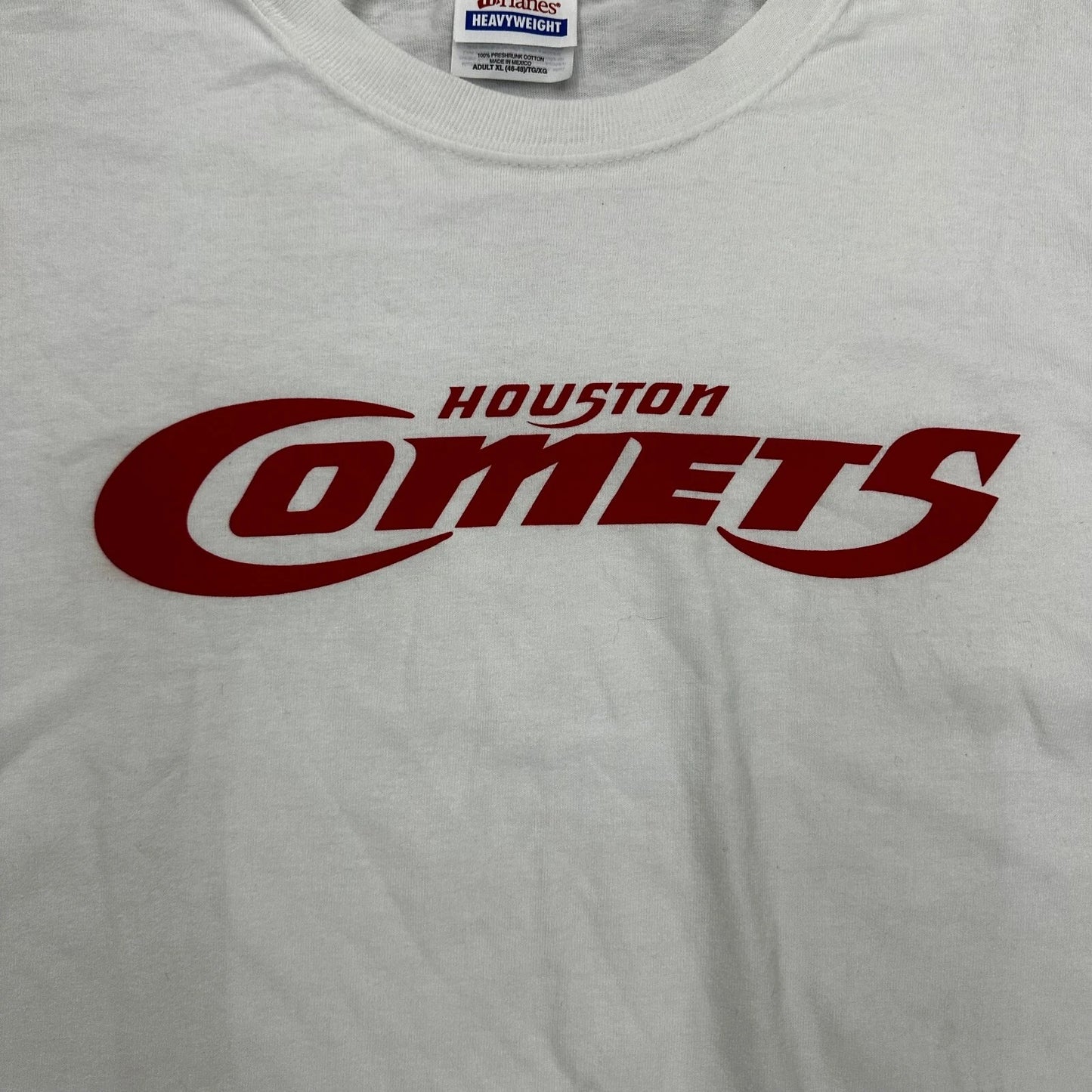 Vintage Hanes Heavy Weight Houston Comets White Red Short Sleeve T-Shirt Size XL
