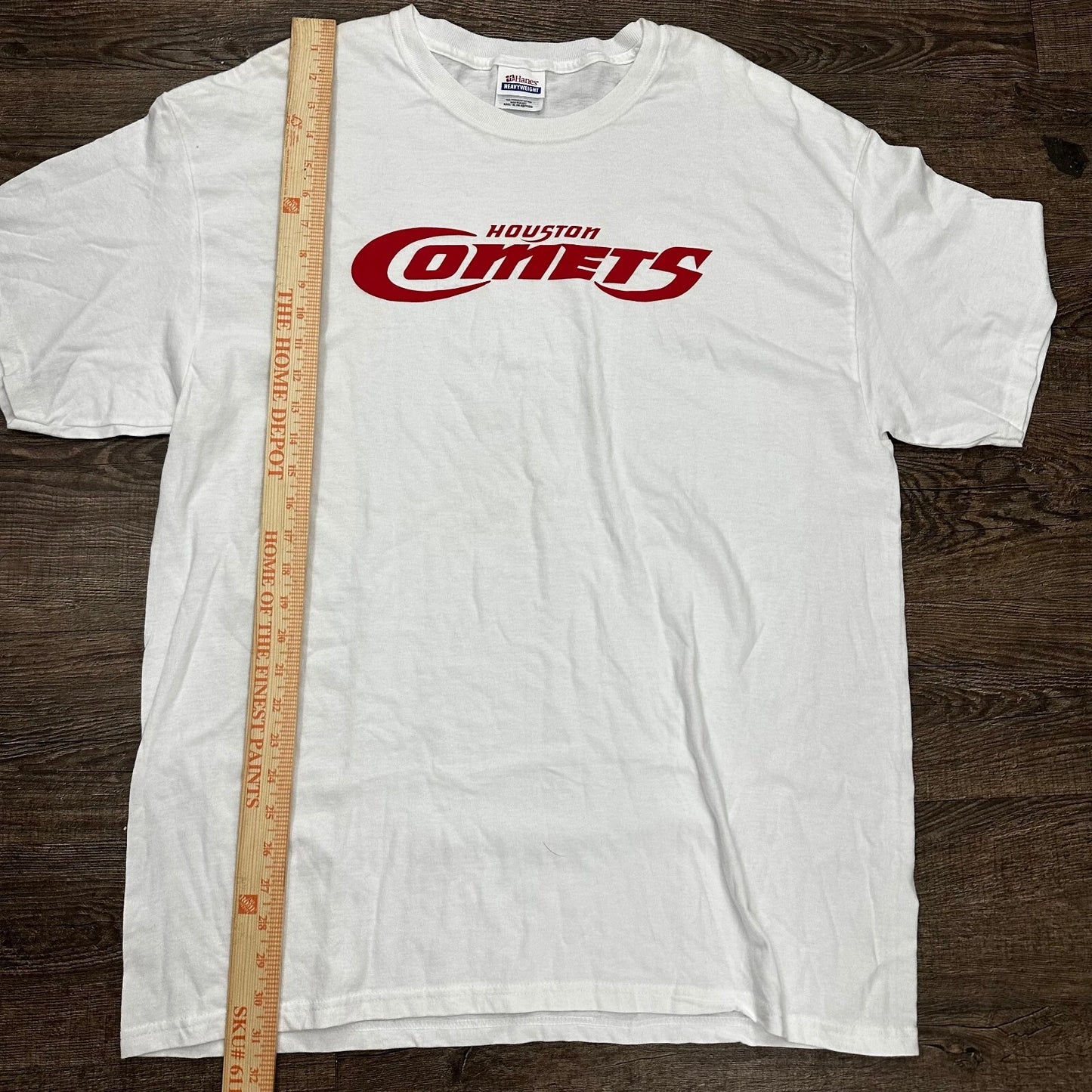 Vintage Hanes Heavy Weight Houston Comets White Red Short Sleeve T-Shirt Size XL
