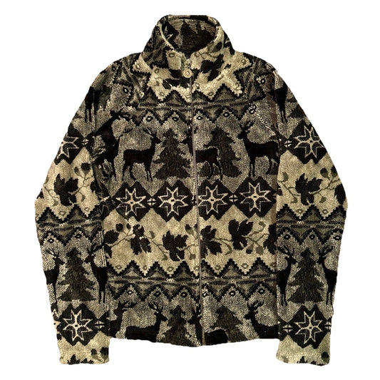 Barrage Collection Small Jacket Soft Fleece Nordic Deer Nature Full Zip Vintage