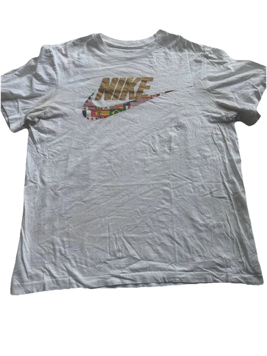 Nike Mens White Sportswear Countries Flag Logo VINTAGE T-Shirt Medium RARE