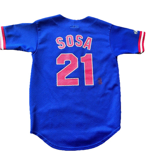 Majestic Mens Blue Sammy Sosa #21 Chicago Cubs MLB Baseball Jersey Rare Vintage