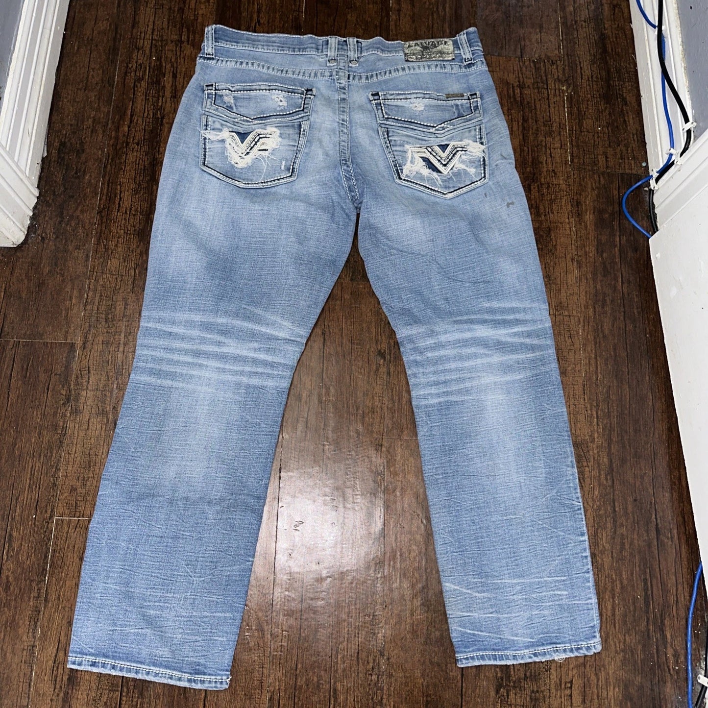 Salvage Supply Buckle Jeans Mens 36L 36x30 Mayhem Straight Regular Stretch Denim