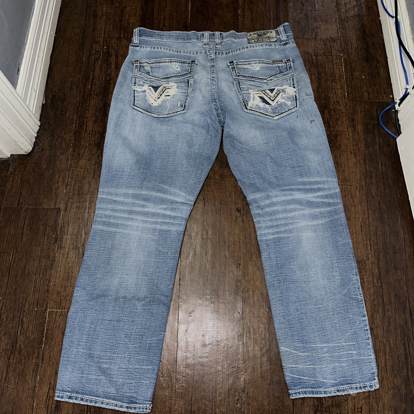 Salvage Supply Buckle Jeans Mens 36L 36x30 Mayhem Straight Regular Stretch Denim