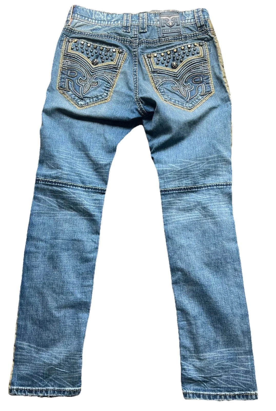 Rock Revival Mens Blue Embellished Reid Alternative Rare Jeans Size 34