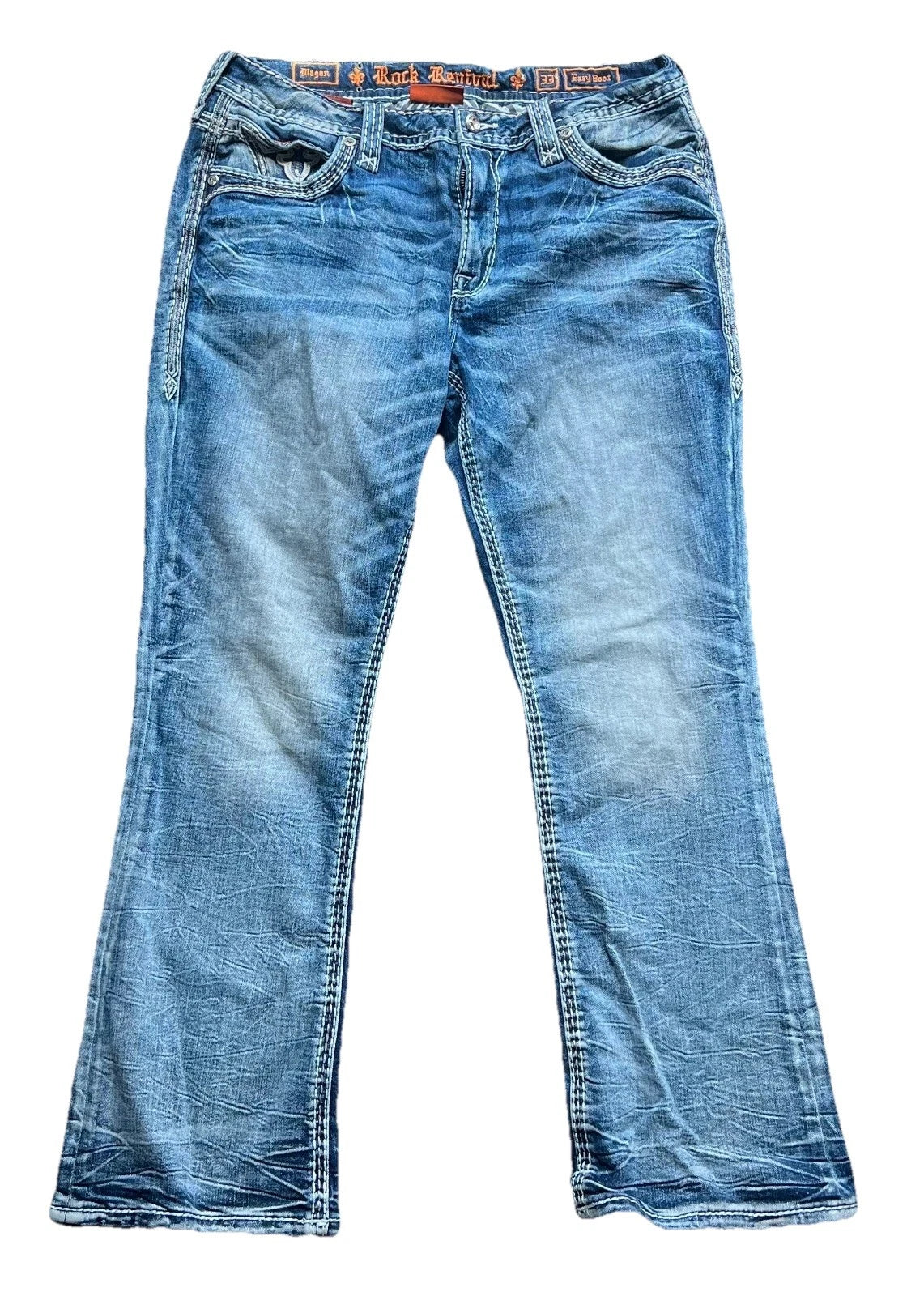 Rock Revival Mens Blue Embellished Reid Alternative Rare Jeans Size 34