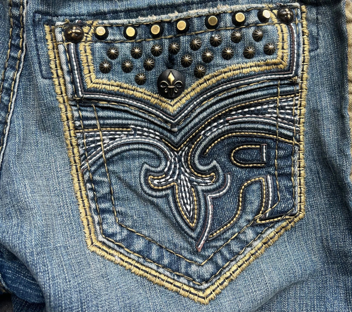 Rock Revival Mens Blue Embellished Reid Alternative Rare Jeans Size 34