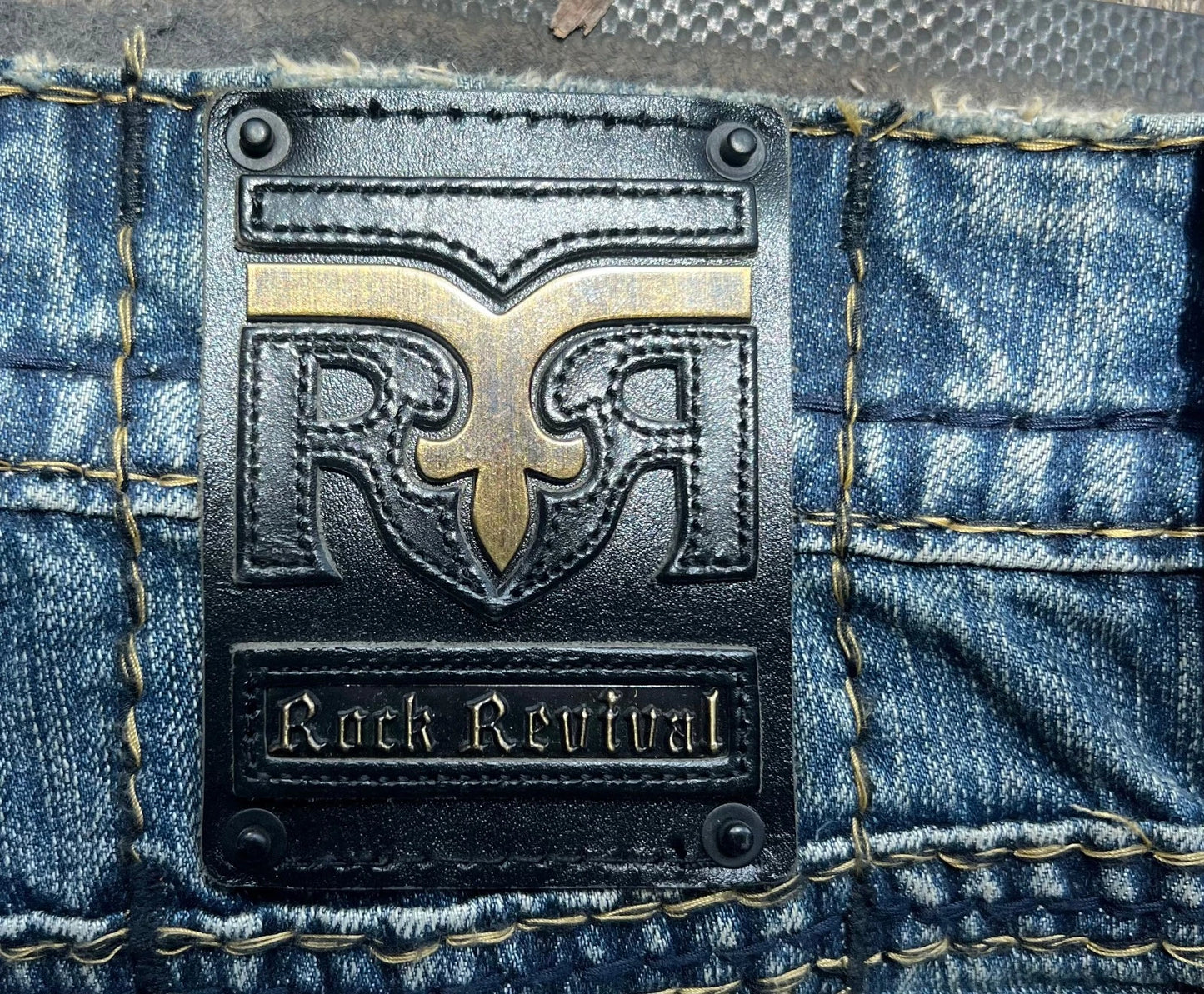Rock Revival Mens Blue Embellished Reid Alternative Rare Jeans Size 34