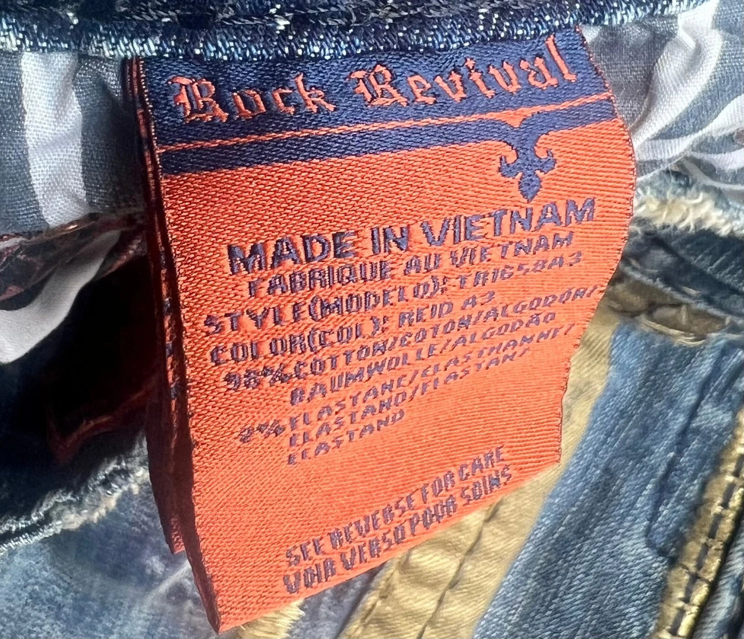 Rock Revival Mens Blue Embellished Reid Alternative Rare Jeans Size 34