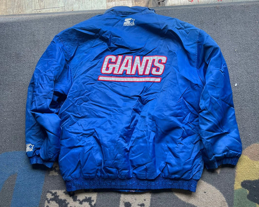 Vintage Starter Mens Blue New York Giants NFL Puffer Jacket 90s Y2K Size Large