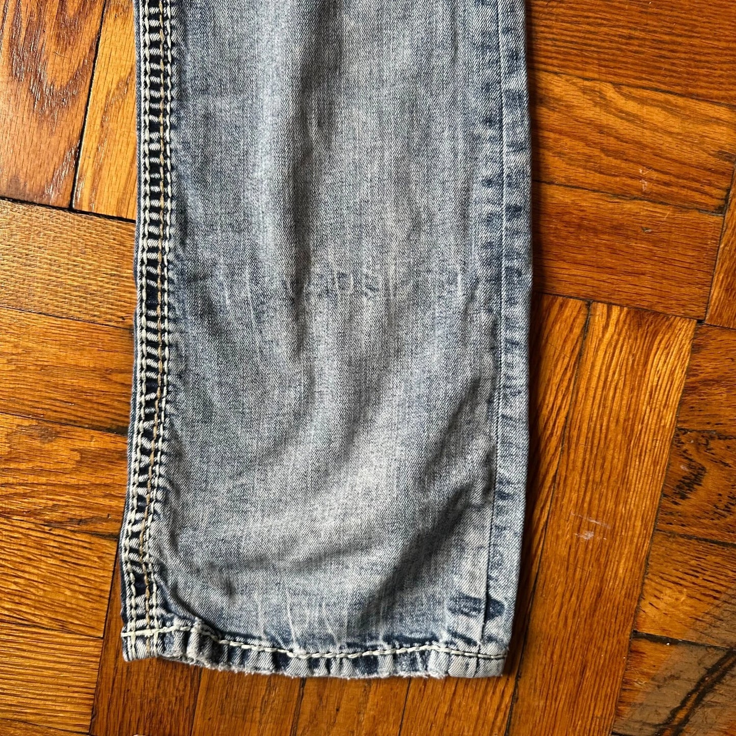 Rock Revival Mens Acid Blue Wash Denim Distressed Donato Bootcut Jeans Size 32