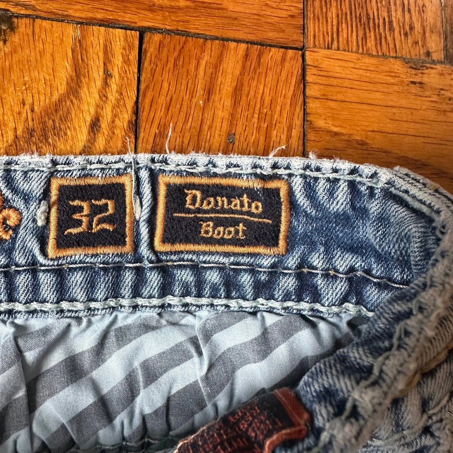 Rock Revival Mens Acid Blue Wash Denim Distressed Donato Bootcut Jeans Size 32