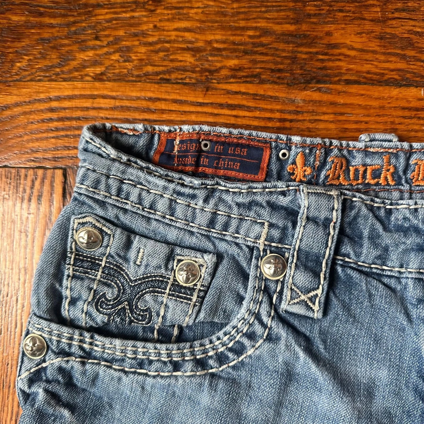 Rock Revival Mens Raw Hem Ripped Duck Relaxed Straight Bermuda Shorts Size 30