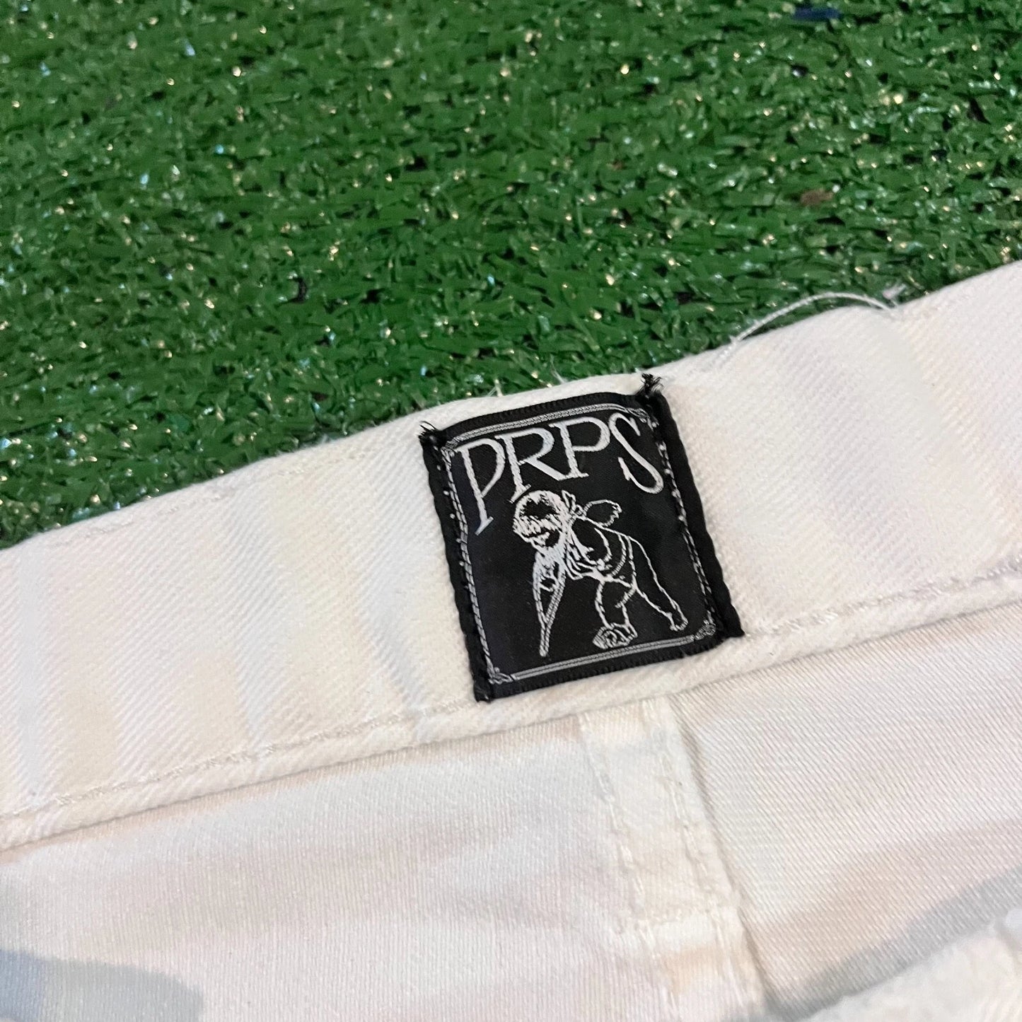 Prps Mens White Raw-Hem Distressed Denim Straight Bermuda Shorts Rare 34