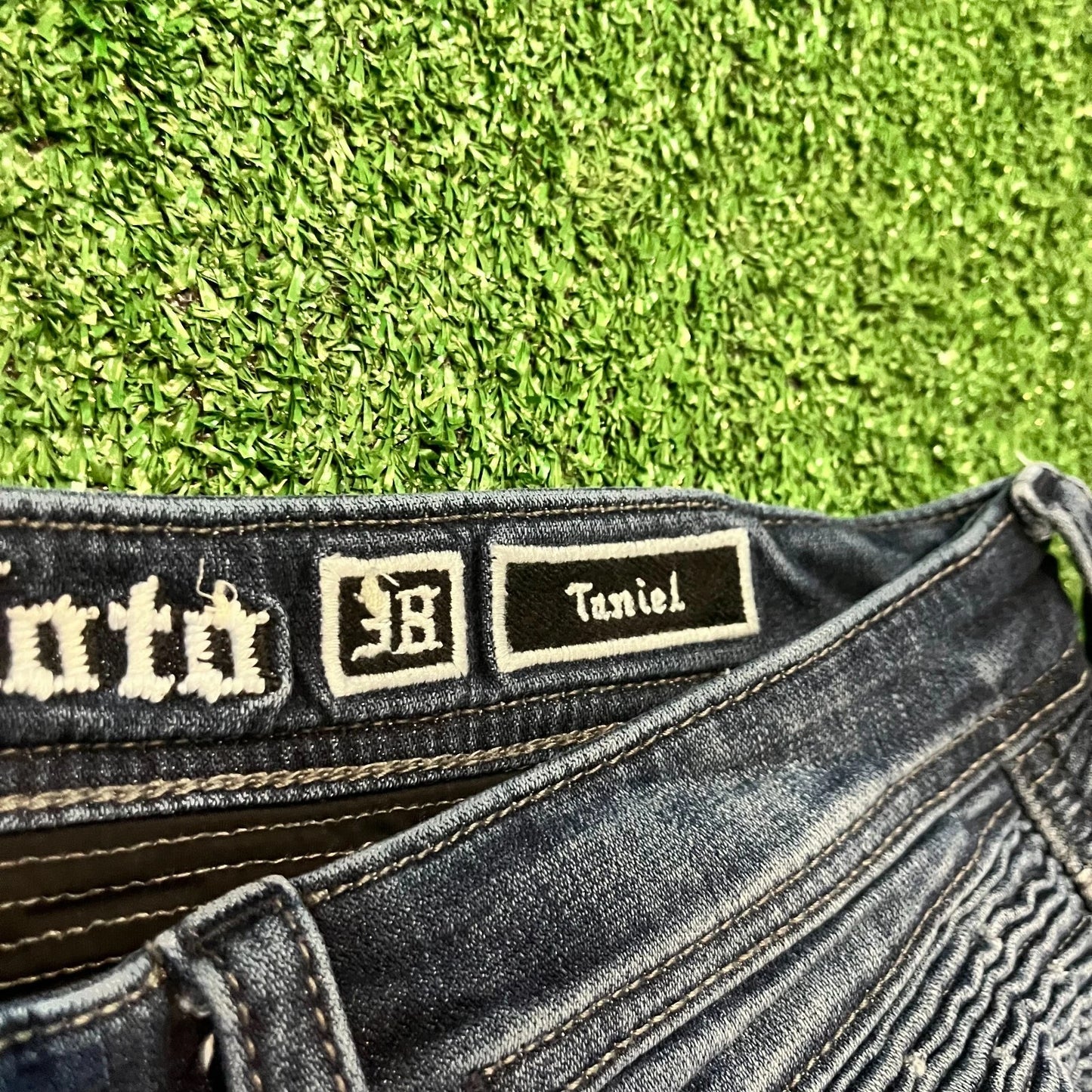 Rock Revival Mens Black Distressed Moto Tariel Classic Denim Jean Shorts Rare 38
