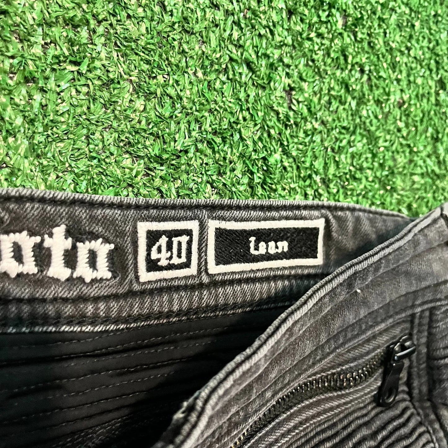 Rock Revival Mens Black Stretch Slim Fit Classic Look Moto Lean Jeans Rare 40