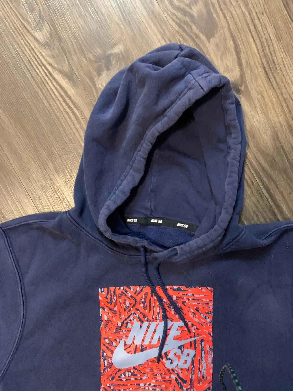 Nike SB Midnight Navy Triangle Graphic Skateboarding Pullover Drawstring Hoodie