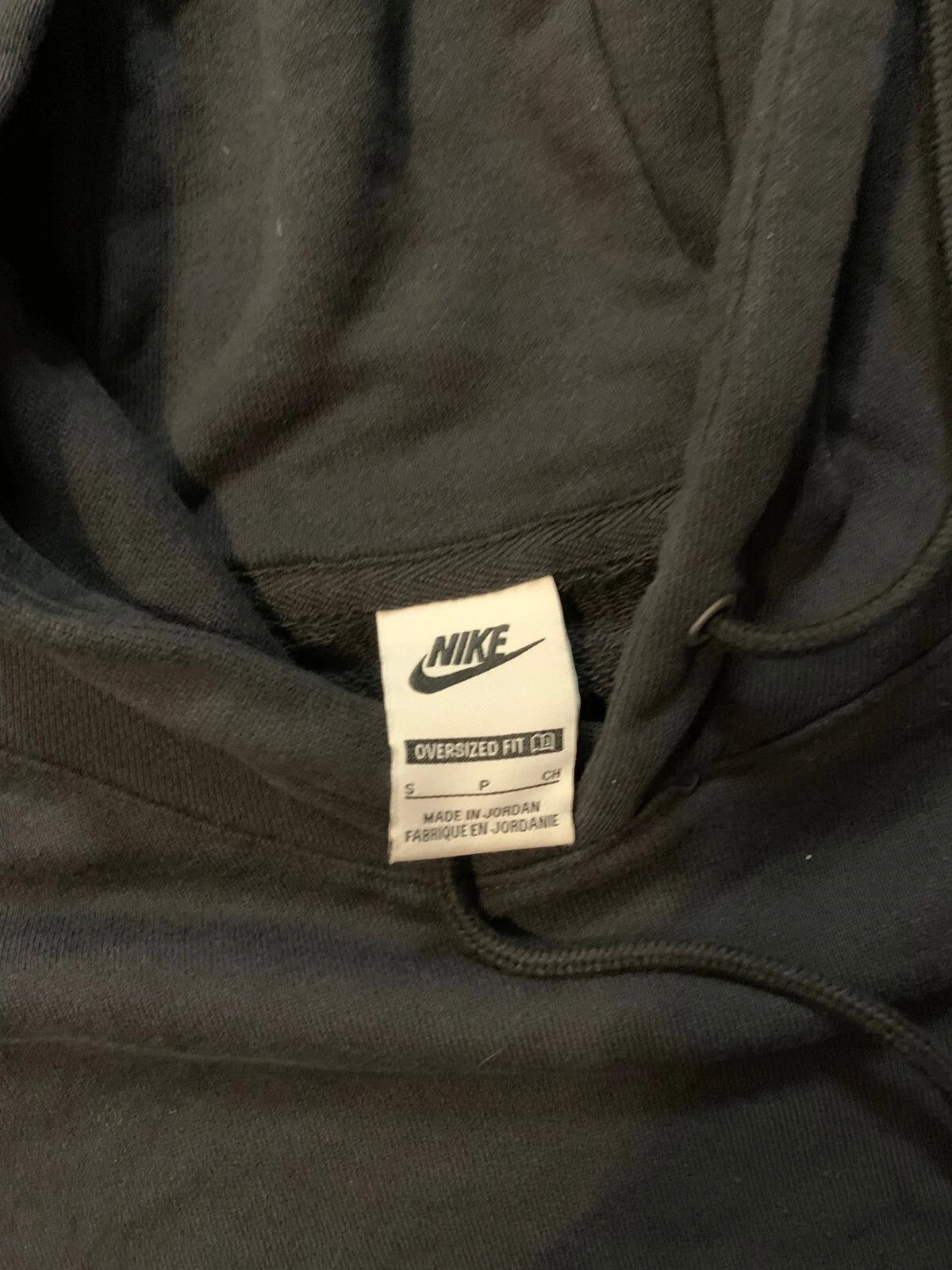 Nike Mens Black Oversized French Terry Drawstring Pullover Hoodie Size Small