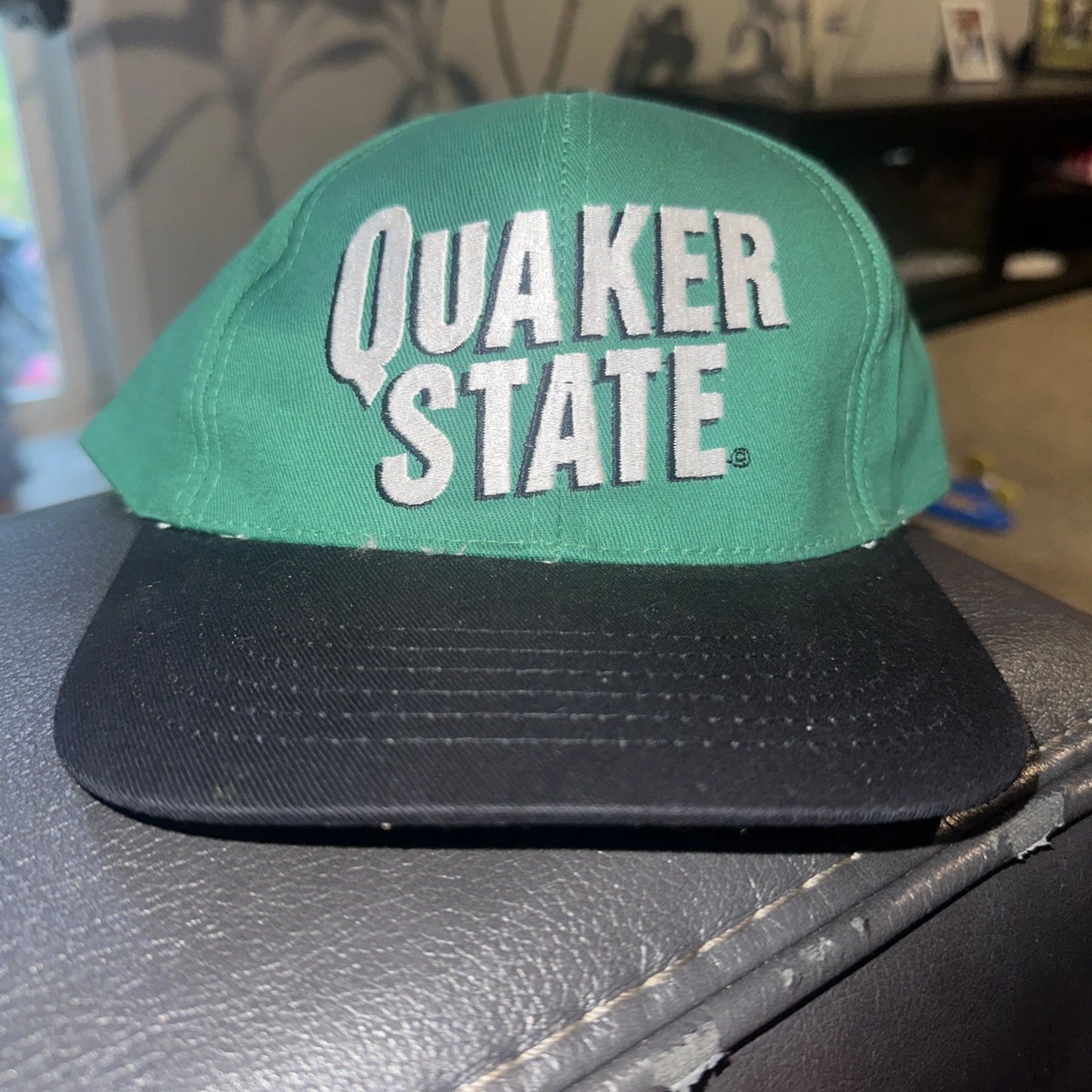Vintage KC QUAKER STATE (Adjustable Snap Back) Cap RARE NASCAR 1990s Ships FAST