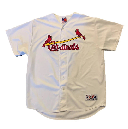 Majestic Y2K Vintage White St. Louis Cardinals MLB Baseball V-Neck Jersey XL