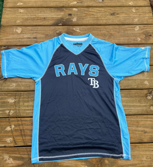 True Fan Vintage Mens Tampa Bay Rays Genuine Merchandise Baseball Jersey Size M