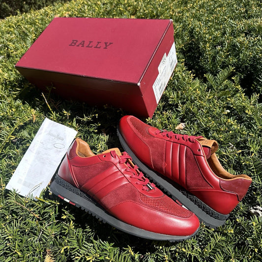 Bally Ascar Leather Runner Red SZ 10 43 Men’s RARE BOX INCLUDED SNEAKERS