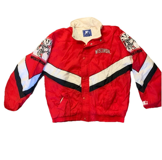 Starter Y2K Vintage Wisconsin Badgers Full Zip Football Players Jacket Rare XL