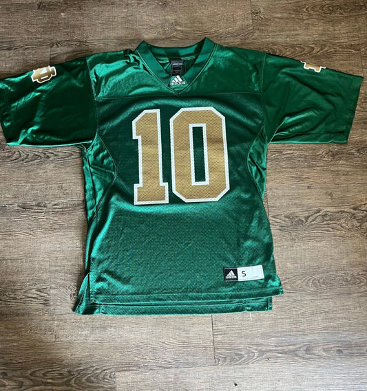 Vintage Notre Dame Fighting Irish #10 Adidas Green Football Jersey Men's Small