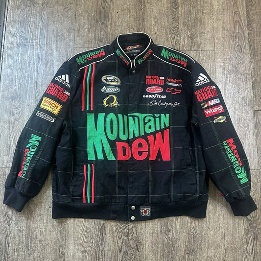 JR Nation Racing Jacket Black Cotton Size XL Mountain Dew