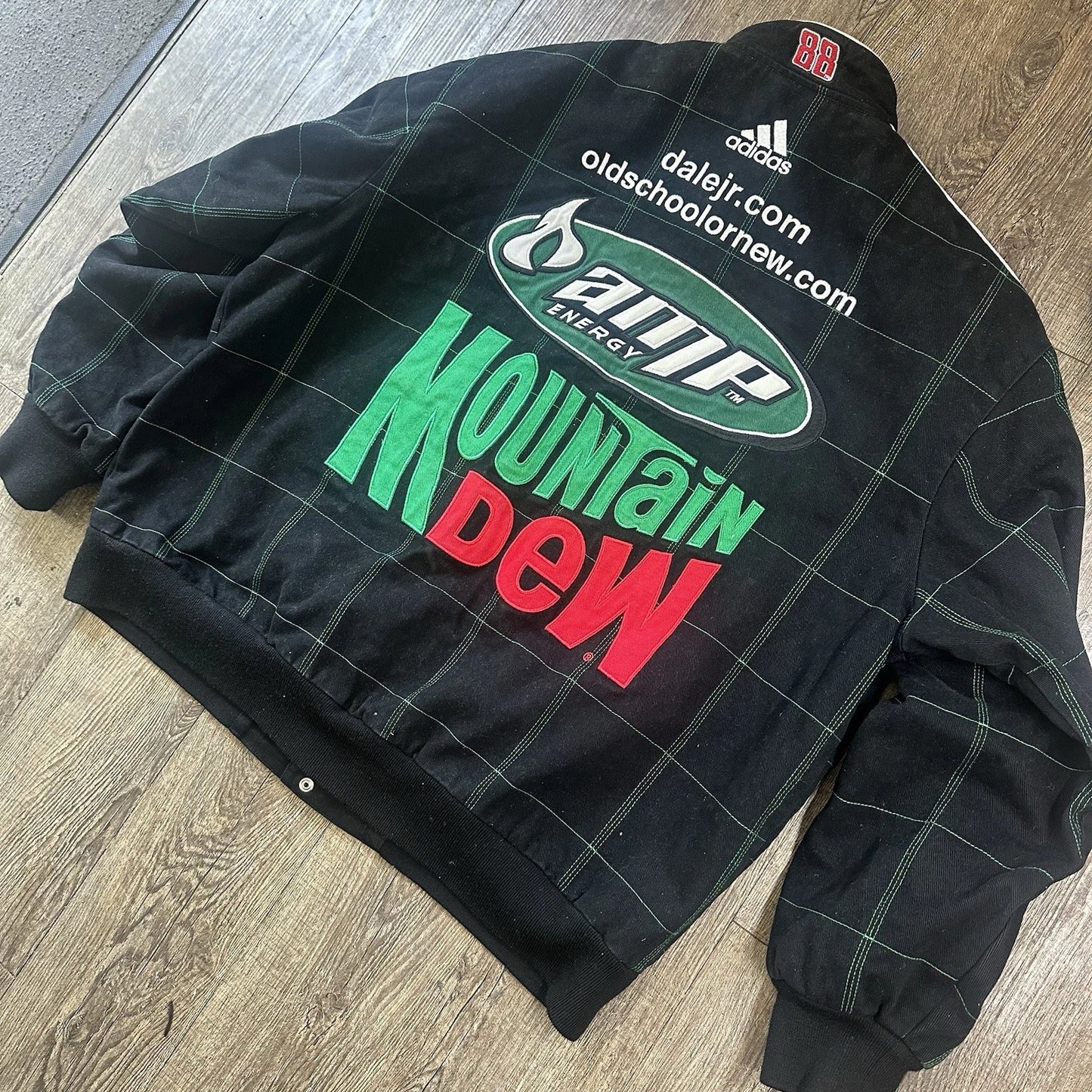 JR Nation Racing Jacket Black Cotton Size XL Mountain Dew