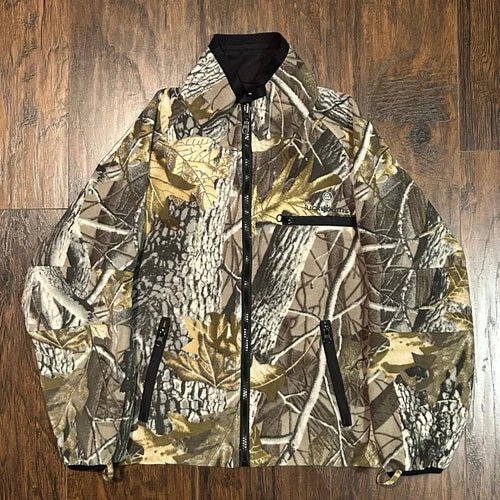 Lucky Bums Jacket Fleece Camo Lined Youth Medium Zip Pockets Polyester