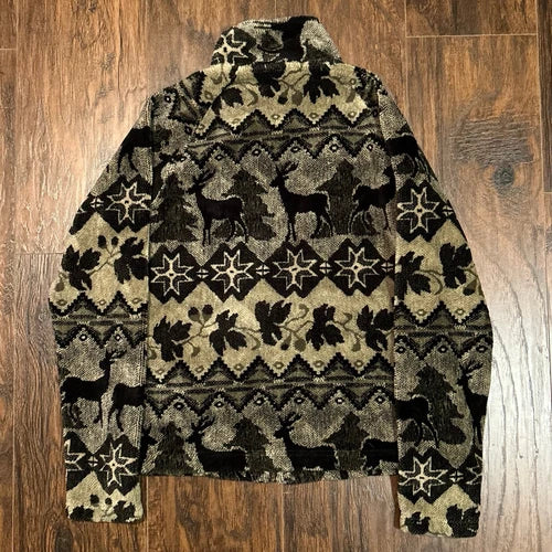 Barrage Collection Jacket Soft Fleece Nordic Deer Nature Full Zip Y2K VINTAGE