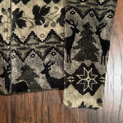 Barrage Collection Jacket Soft Fleece Nordic Deer Nature Full Zip Y2K VINTAGE