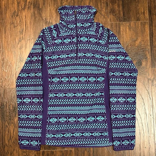 Columbia Full Zip Lavender Purple Fleece Jacket Vintage Size XS RARE PATTERN Y2K