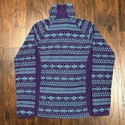 Columbia Full Zip Lavender Purple Fleece Jacket Vintage Size XS RARE PATTERN Y2K