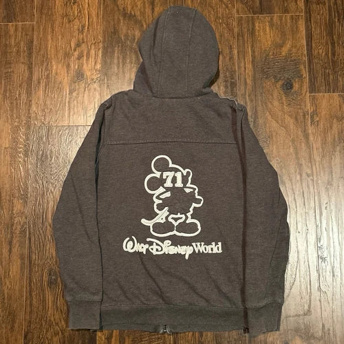 Walt Disney World Sherpa Lined Mickey Mouse Y2K Large Brown Full Zip VINTAGE