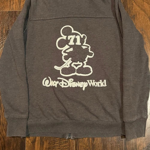 Walt Disney World Sherpa Lined Mickey Mouse Y2K Large Brown Full Zip VINTAGE