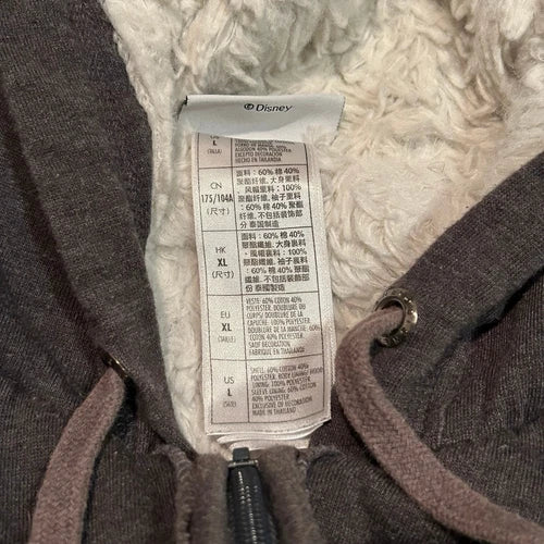 Walt Disney World Sherpa Lined Mickey Mouse Y2K Large Brown Full Zip VINTAGE