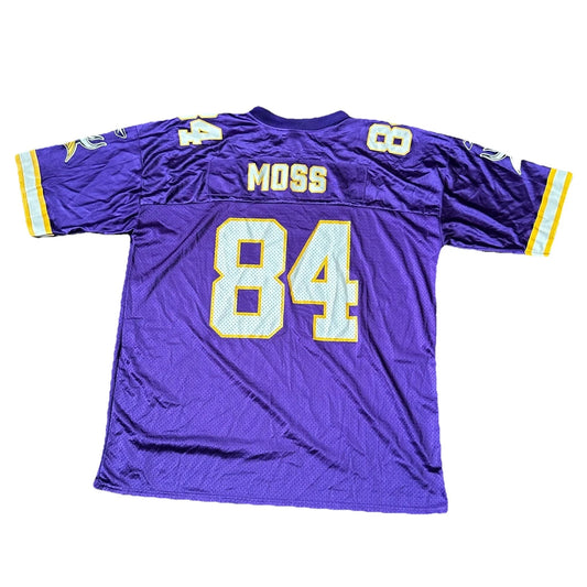 Reebok Mens Purple Randy Moss #84 Minnesota Vikings NFL Vintage Jersey Y2K 2XL