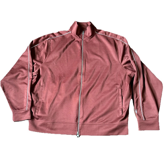 All Saints Mens Maroon Embroidered Logo Moreno Relaxed Fit Track Jacket Large