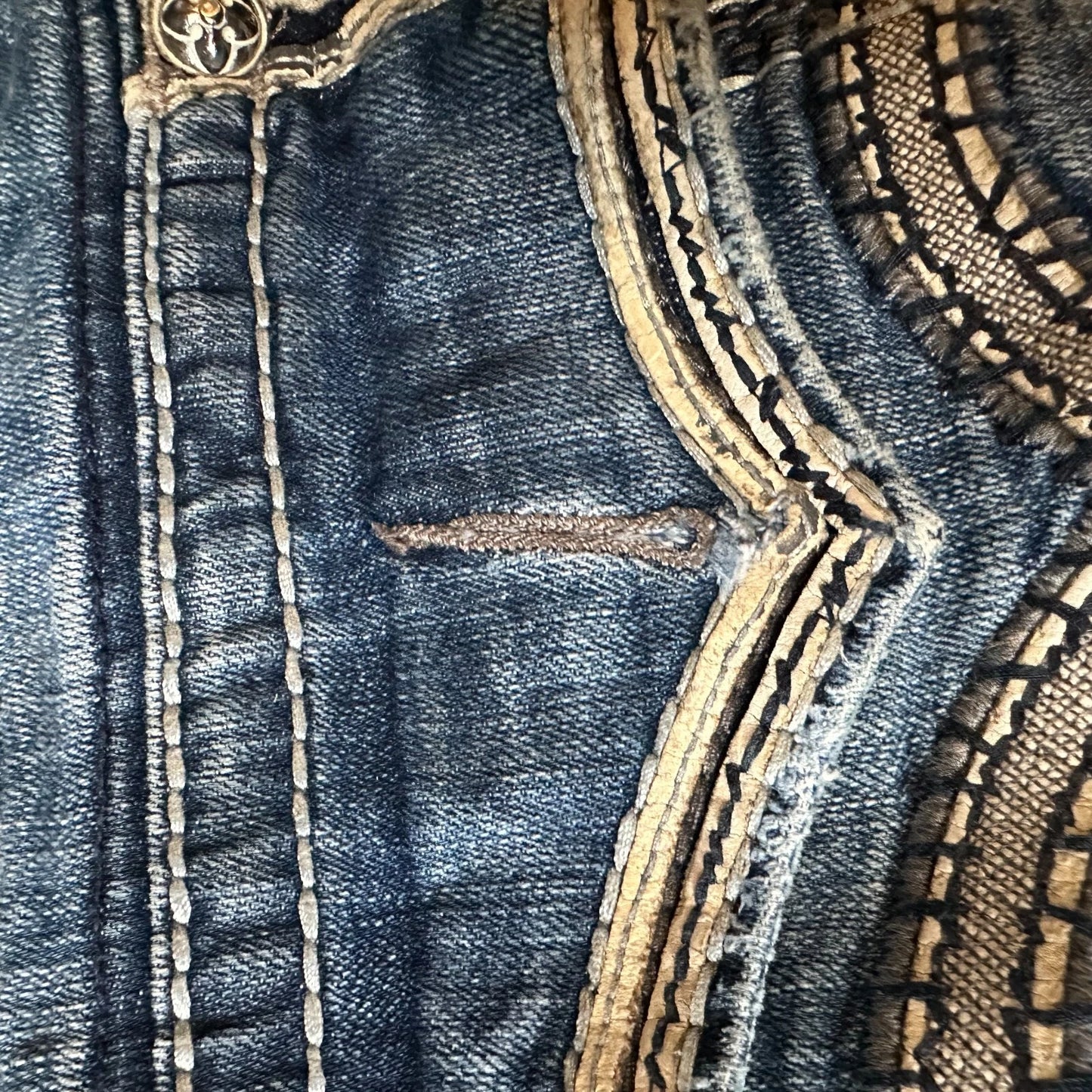 Rock Revival Mens Bold Stitch Blue Denim Jacoby Boot Straight Jeans Size 36
