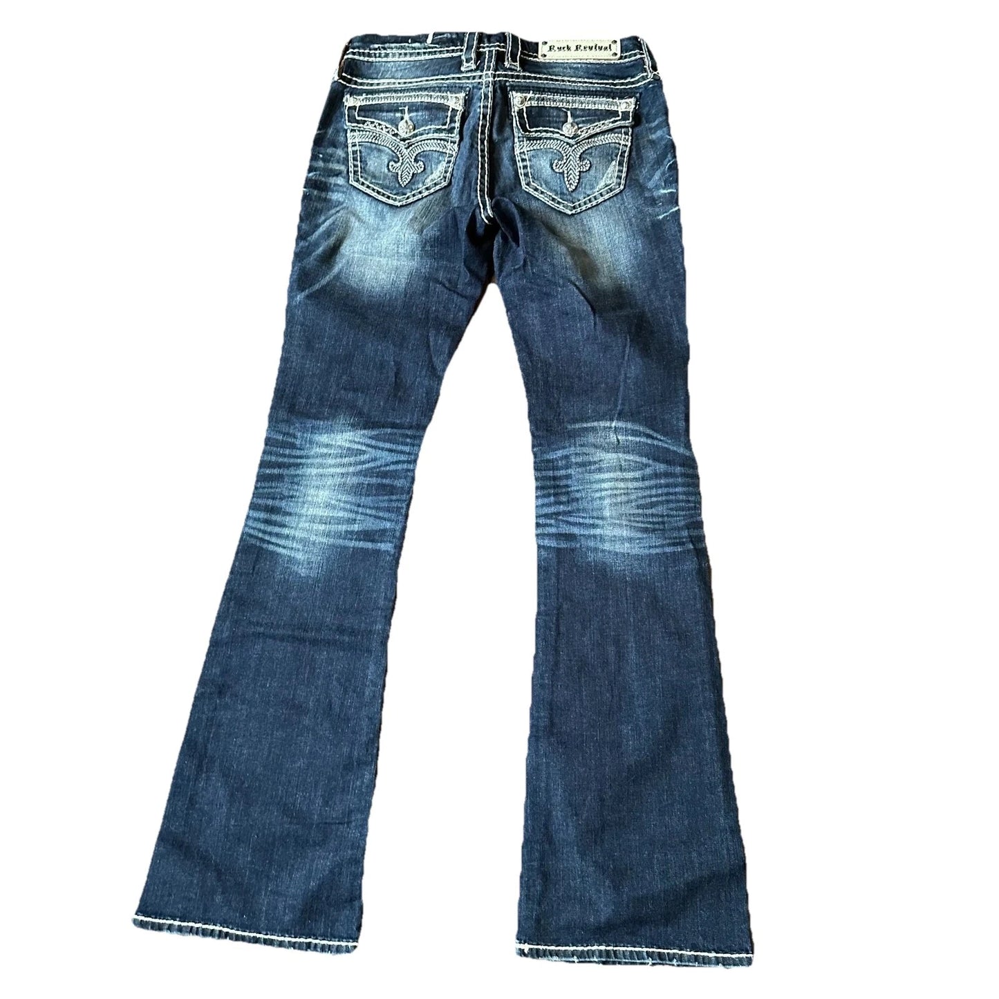 Rock Revival Womens Blue Denim Roselin Boot Embroidered Pockets Jeans Size 30