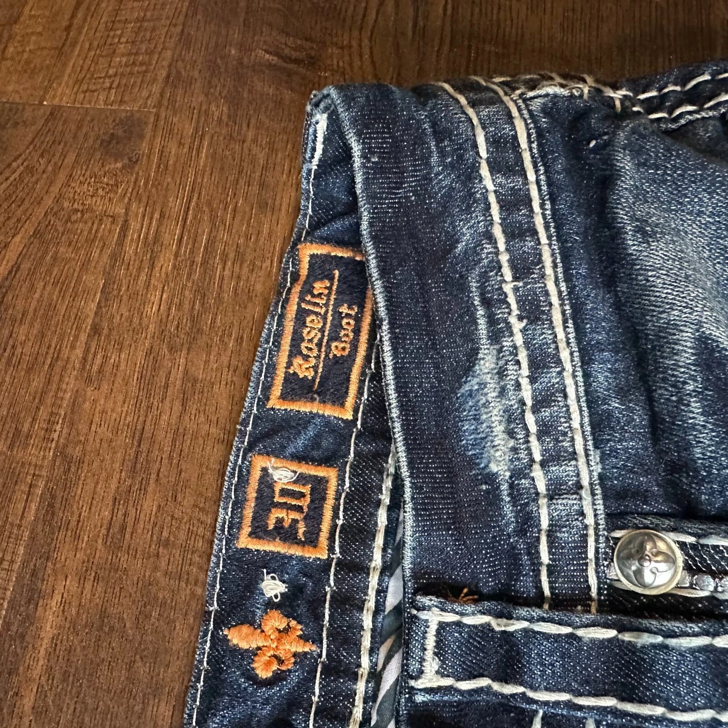 Rock Revival Womens Blue Denim Roselin Boot Embroidered Pockets Jeans Size 30