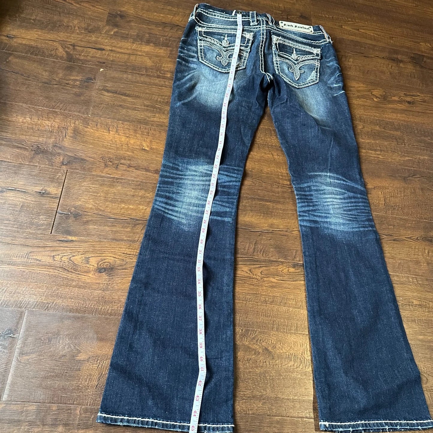 Rock Revival Womens Blue Denim Roselin Boot Embroidered Pockets Jeans Size 30