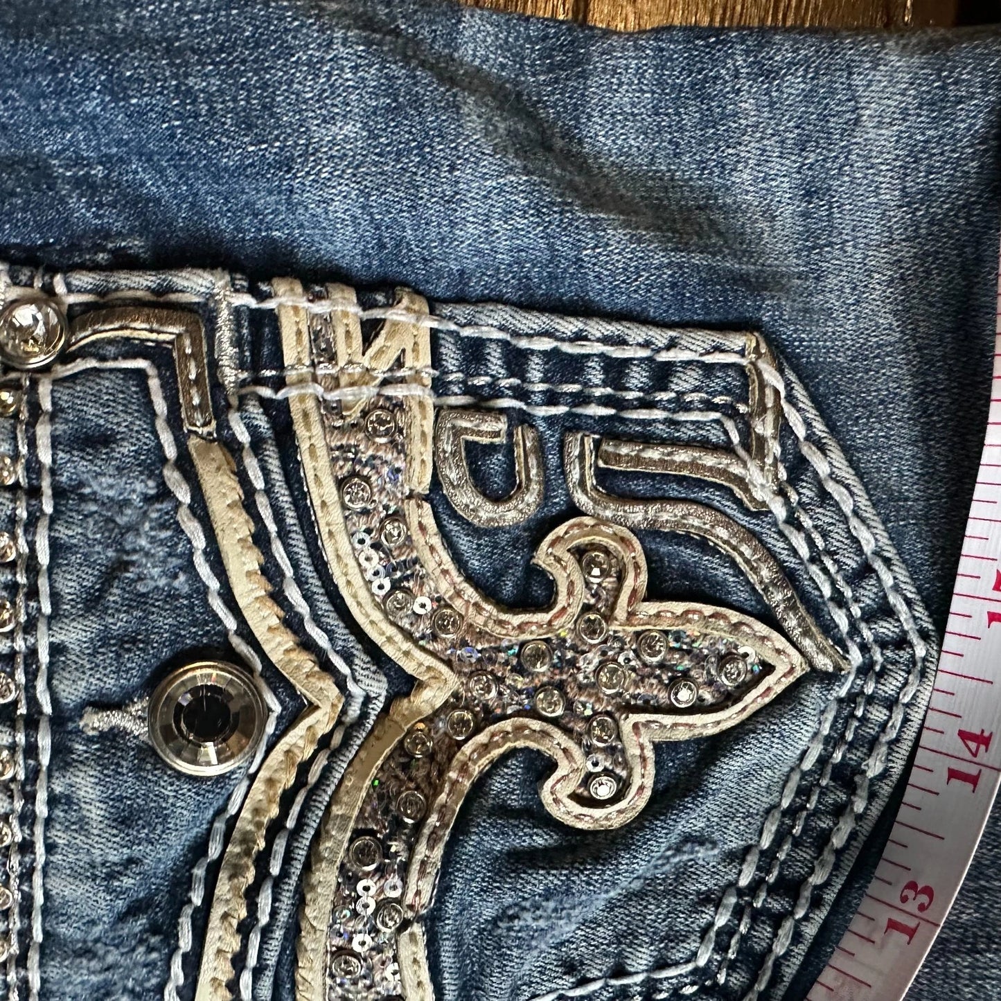 Rock Revival Womens Blue Denim Vitual Pink Distressed Mid Rise Straight Jeans 30